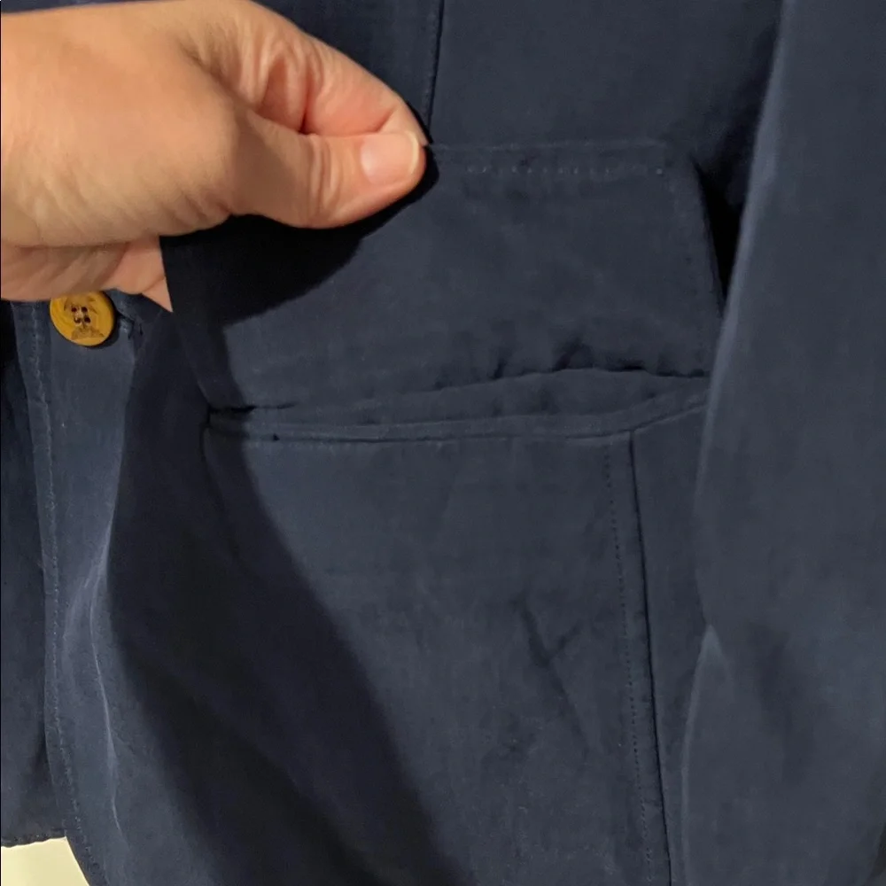 Tommy Bahama Silk and Linen Navy Sport Coat Blazer - Classic Two-Button Sz L
